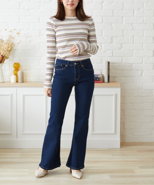 acro（アクロ）の「スーパーストレッチフレアデニムパンツ/AC1245（デニムパンツ・レディース・ネイビー/ブラック・ﾌﾘ-）」の12枚目の写真