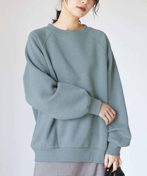 Green　Parks（グリーンパークス）の「裏起毛ラグランプルオーバー＊（スウェット・レディース・ブラック/グレー/ブルー・FREE）」の3枚目の写真