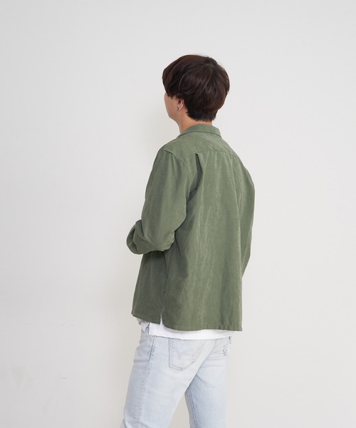 JEANS MATE（ジーンズメイト）の「ポリスエードシャツ　ワンポイントロンT 　2点セット（シャツ/ブラウス・メンズ・チャコールグレー/カーキ/ブルー系その他/スミクロ/ダークベージュ・MEDIUM/LARGE/X-LARGE）」の18枚目の写真