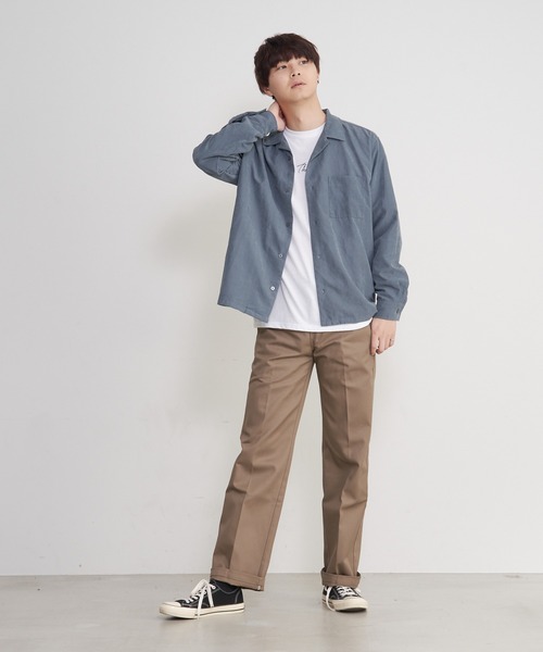 JEANS MATE（ジーンズメイト）の「ポリスエードシャツ　ワンポイントロンT 　2点セット（シャツ/ブラウス・メンズ・チャコールグレー/カーキ/ブルー系その他/スミクロ/ダークベージュ・MEDIUM/LARGE/X-LARGE）」の15枚目の写真