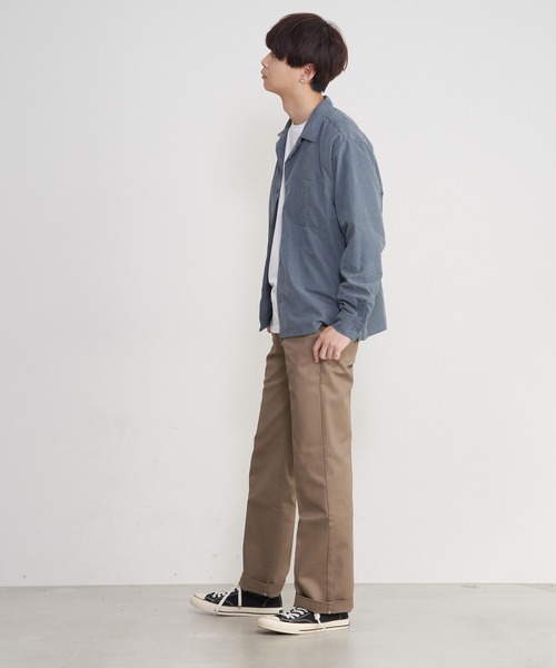 JEANS MATE（ジーンズメイト）の「ポリスエードシャツ　ワンポイントロンT 　2点セット（シャツ/ブラウス・メンズ・チャコールグレー/カーキ/ブルー系その他/スミクロ/ダークベージュ・MEDIUM/LARGE/X-LARGE）」の14枚目の写真