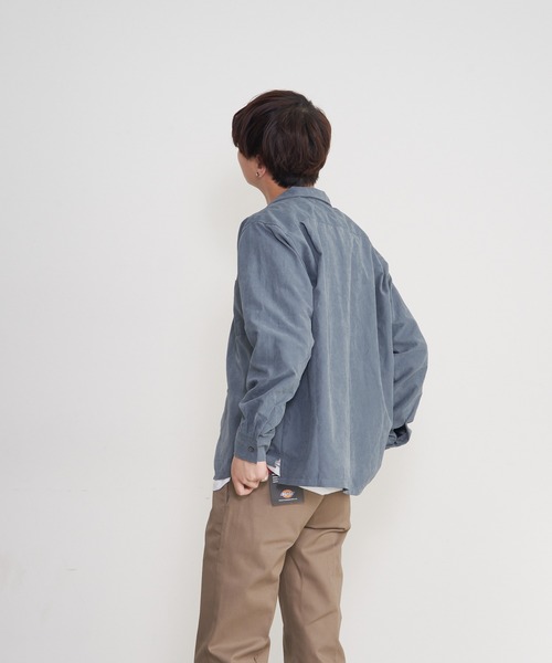JEANS MATE（ジーンズメイト）の「ポリスエードシャツ　ワンポイントロンT 　2点セット（シャツ/ブラウス・メンズ・チャコールグレー/カーキ/ブルー系その他/スミクロ/ダークベージュ・MEDIUM/LARGE/X-LARGE）」の10枚目の写真