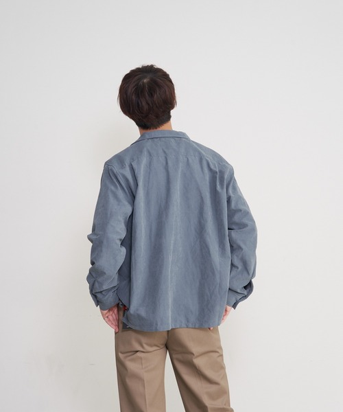 JEANS MATE（ジーンズメイト）の「ポリスエードシャツ　ワンポイントロンT 　2点セット（シャツ/ブラウス・メンズ・チャコールグレー/カーキ/ブルー系その他/スミクロ/ダークベージュ・MEDIUM/LARGE/X-LARGE）」の9枚目の写真