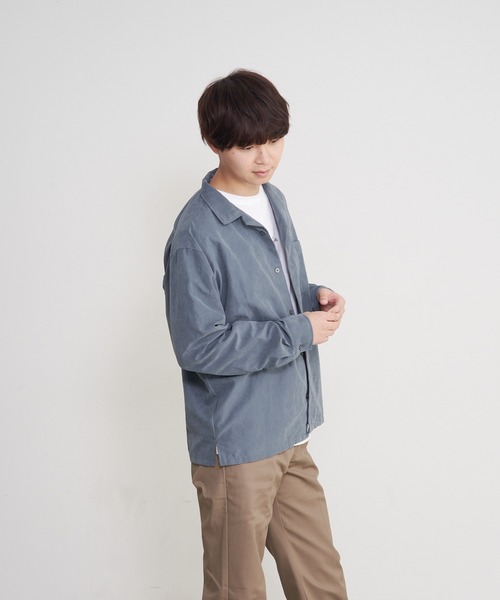 JEANS MATE（ジーンズメイト）の「ポリスエードシャツ　ワンポイントロンT 　2点セット（シャツ/ブラウス・メンズ・チャコールグレー/カーキ/ブルー系その他/スミクロ/ダークベージュ・MEDIUM/LARGE/X-LARGE）」の11枚目の写真