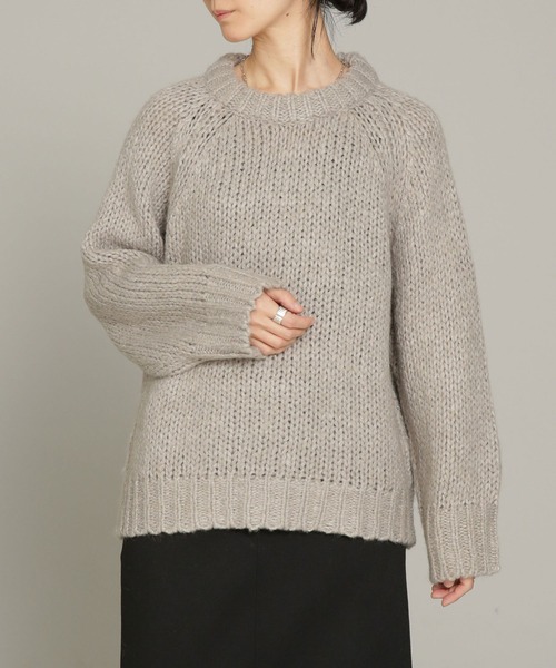 NANO universe（ナノユニバース）の「ウール混ストレッチチャンキーニットプルオーバー（ニット/セーター・レディース・オフホワイト/ブラウン/グレー・FREE）」の3枚目の写真