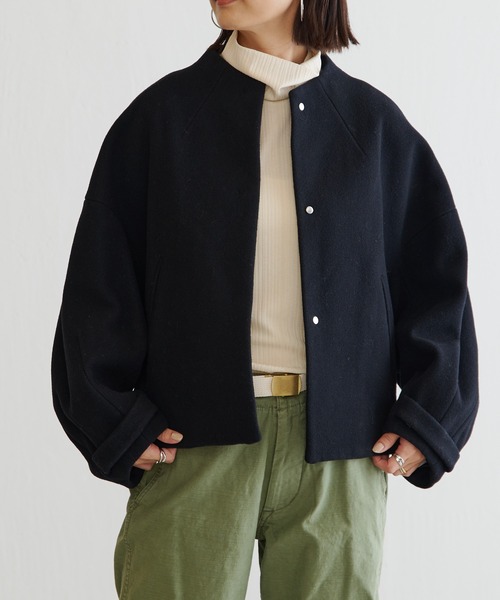 BONbazaar（ボンバザール）の「ニューイングランドラムノーカラーショートCT VIROFF(抗ウイルス)（その他アウター・レディース・ホワイト系その他/モカ/ブラック・FREE）」の2枚目の写真