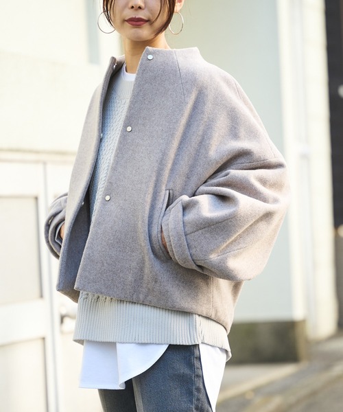 BONbazaar（ボンバザール）の「ニューイングランドラムノーカラーショートCT VIROFF(抗ウイルス)（その他アウター・レディース・ホワイト系その他/モカ/ブラック・FREE）」の3枚目の写真