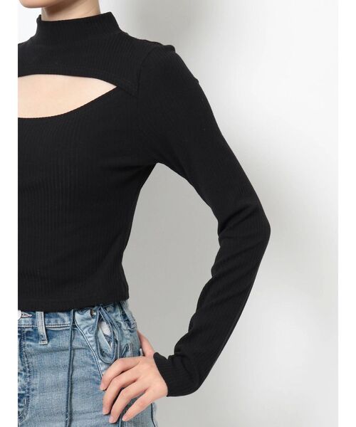 GYDA（ジェイダ）の「デコルテオープンボトルネックTOPS（Tシャツ/カットソー・レディース・オフホワイト/ブラック・FREE）」の20枚目の写真