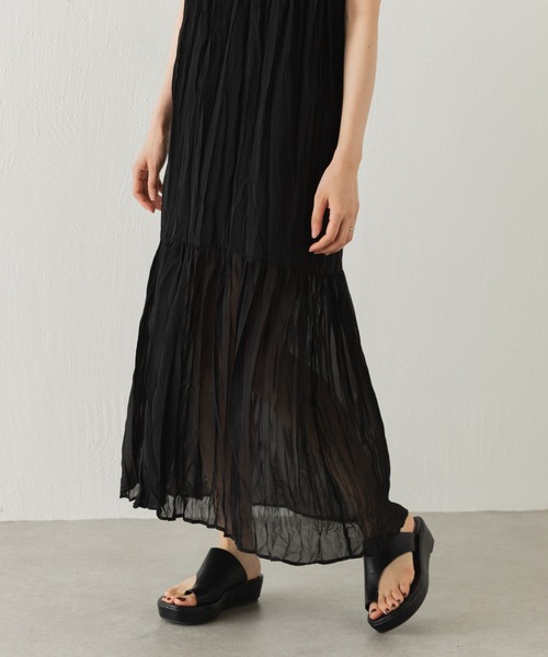 Kastane(カスタネ)の「【WEB限定/サイズ展開あり】ワッシャーシフォン無地ワンピース(ワンピース・レディース・ブラック/アイボリー/ピンクベージュ/オフホワイト・FREE/0)」の9枚目の写真