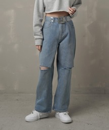 SPINNS | カットオフデニム ストレートパンツ(デニムパンツ)