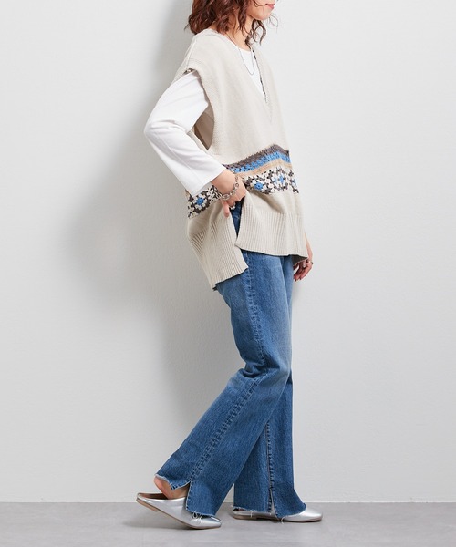 CIAOPANIC TYPY（チャオパニックティピー）の「かぎ針モチーフニットベスト（ベスト・レディース・オフホワイト/ブラック・ONE SIZE）」の9枚目の写真