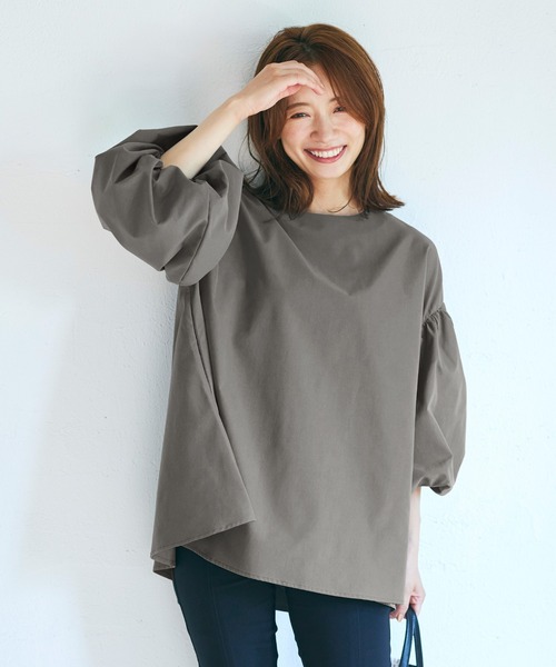 coca（coca）（コカ）の「＼新色追加／袖バルーンAラインブラウス（シャツ/ブラウス・レディース・ホワイト/ブラック/ダークブルー/ブラウン/ライトベージュ/ライトピンク/ネイビー/アイボリー/グレイッシュベージュ/ライトブルー・M/L）」の5枚目の写真