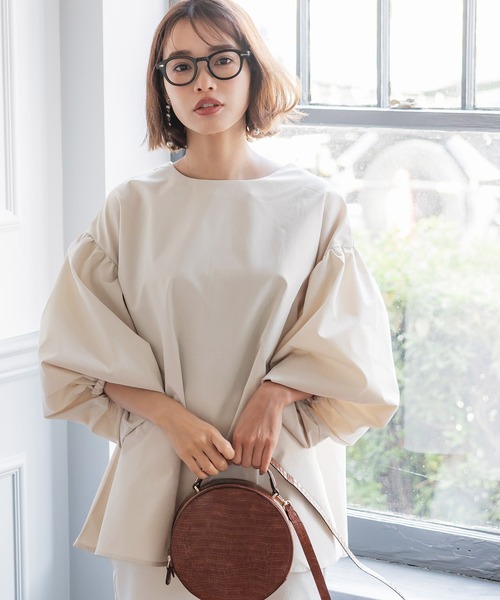 coca（coca）（コカ）の「＼新色追加／袖バルーンAラインブラウス（シャツ/ブラウス・レディース・ホワイト/ブラック/ダークブルー/ブラウン/ライトベージュ/ライトピンク/ネイビー/アイボリー/グレイッシュベージュ/ライトブルー・M/L）」の13枚目の写真