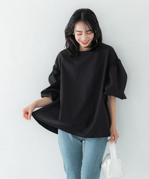 coca（coca）（コカ）の「＼新色追加／袖バルーンAラインブラウス（シャツ/ブラウス・レディース・ホワイト/ブラック/ダークブルー/ブラウン/ライトベージュ/ライトピンク/ネイビー/アイボリー/グレイッシュベージュ/ライトブルー・M/L）」の12枚目の写真