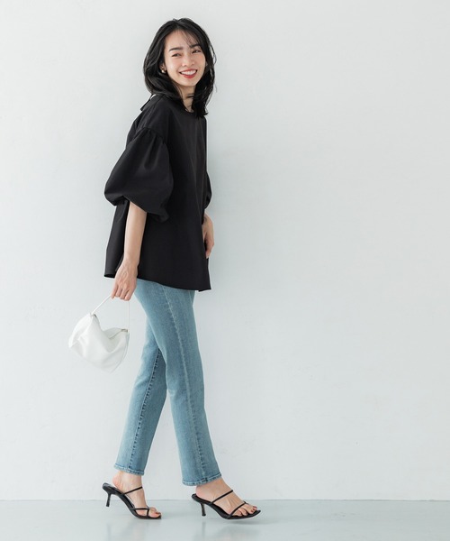 coca（coca）（コカ）の「＼新色追加／袖バルーンAラインブラウス（シャツ/ブラウス・レディース・ホワイト/ブラック/ダークブルー/ブラウン/ライトベージュ/ライトピンク/ネイビー/アイボリー/グレイッシュベージュ/ライトブルー・M/L）」の11枚目の写真