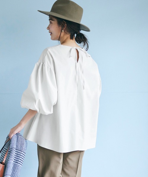 coca（coca）（コカ）の「＼新色追加／袖バルーンAラインブラウス（シャツ/ブラウス・レディース・ホワイト/ブラック/ダークブルー/ブラウン/ライトベージュ/ライトピンク/ネイビー/アイボリー/グレイッシュベージュ/ライトブルー・M/L）」の15枚目の写真