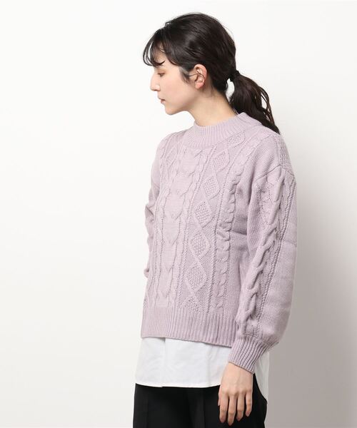 INGNI（イング）の「5Gケーブルモックネックニット＋タンク／SET（ニット/セーター・レディース・モカ/サックスブルー系9/アイボリー/ラベンダー・M）」の4枚目の写真