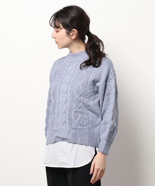 INGNI（イング）の「5Gケーブルモックネックニット＋タンク／SET（ニット/セーター・レディース・モカ/サックスブルー系9/アイボリー/ラベンダー・M）」の3枚目の写真