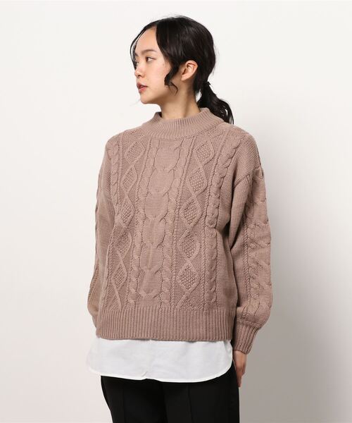 INGNI（イング）の「5Gケーブルモックネックニット＋タンク／SET（ニット/セーター・レディース・モカ/サックスブルー系9/アイボリー/ラベンダー・M）」の2枚目の写真