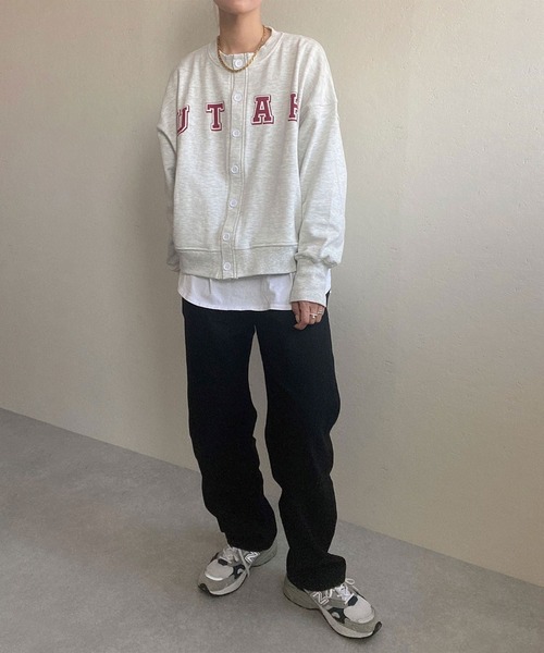 Riberry(リベリー)の「【Riberry by ikum】 ロゴスウェットカーディガン(カーディガン/ボレロ・レディース・グリーン/オートミール/スミクロ・FREE)」の4枚目の写真
