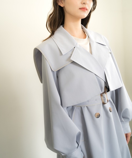 LADYMADE(レディメイド)の「BIGカラー2WAYトレンチコート(トレンチコート・レディース・アイボリー/ライトブルー/ベージュ・FREE)」の6枚目の写真