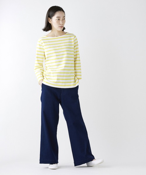 NIMES(ニーム)の「Leminor ボーダー ベーシック(Tシャツ/カットソー・レディース・ネイビー/イエロー・2)」の1枚目の写真