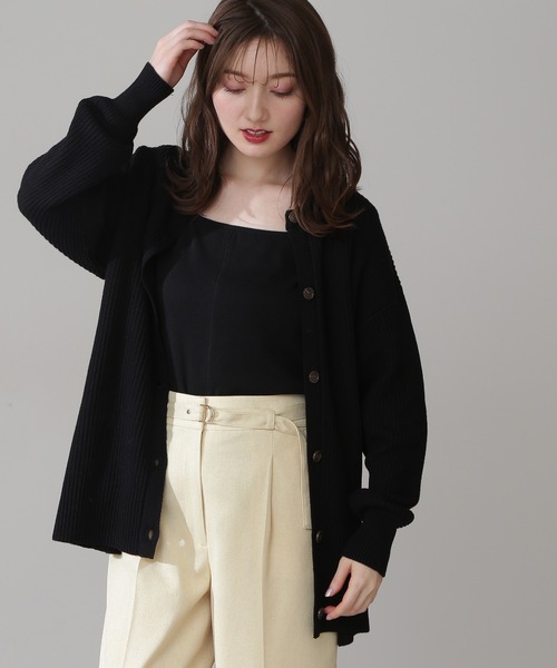 N.（N. Natural Beauty Basic）（エヌエヌナチュラルビューティーベーシック）の「◆畦クルーネックニットカーディガン（カーディガン/ボレロ・レディース・ブルー/ピンク/オフホワイト/ブラック/グリーン・MEDIUM）」の3枚目の写真