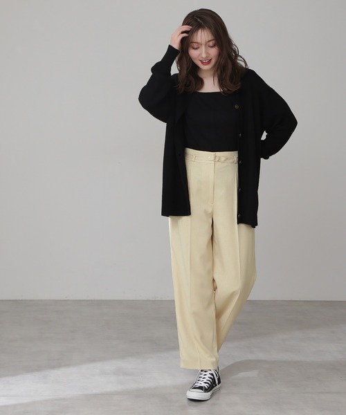 N.（N. Natural Beauty Basic）（エヌエヌナチュラルビューティーベーシック）の「◆畦クルーネックニットカーディガン（カーディガン/ボレロ・レディース・ブルー/ピンク/オフホワイト/ブラック/グリーン・MEDIUM）」の14枚目の写真