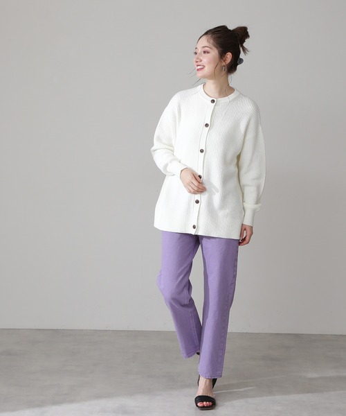 N.（N. Natural Beauty Basic）（エヌエヌナチュラルビューティーベーシック）の「◆畦クルーネックニットカーディガン（カーディガン/ボレロ・レディース・ブルー/ピンク/オフホワイト/ブラック/グリーン・MEDIUM）」の10枚目の写真