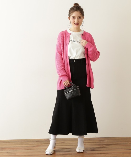 N.（N. Natural Beauty Basic）（エヌエヌナチュラルビューティーベーシック）の「◆畦クルーネックニットカーディガン（カーディガン/ボレロ・レディース・ブルー/ピンク/オフホワイト/ブラック/グリーン・MEDIUM）」の12枚目の写真