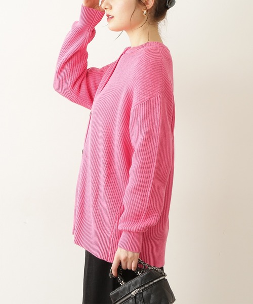 N.（N. Natural Beauty Basic）（エヌエヌナチュラルビューティーベーシック）の「◆畦クルーネックニットカーディガン（カーディガン/ボレロ・レディース・ブルー/ピンク/オフホワイト/ブラック/グリーン・MEDIUM）」の11枚目の写真