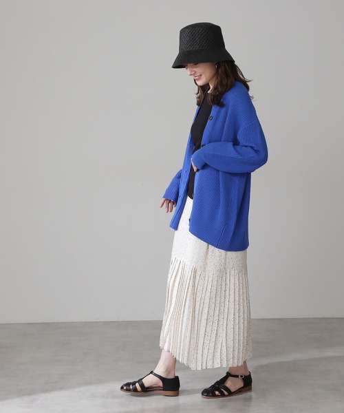 N.（N. Natural Beauty Basic）（エヌエヌナチュラルビューティーベーシック）の「◆畦クルーネックニットカーディガン（カーディガン/ボレロ・レディース・ブルー/ピンク/オフホワイト/ブラック/グリーン・MEDIUM）」の6枚目の写真