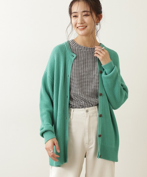 N.（N. Natural Beauty Basic）（エヌエヌナチュラルビューティーベーシック）の「◆畦クルーネックニットカーディガン（カーディガン/ボレロ・レディース・ブルー/ピンク/オフホワイト/ブラック/グリーン・MEDIUM）」の20枚目の写真