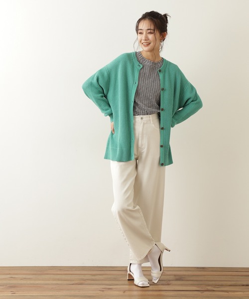 N.（N. Natural Beauty Basic）（エヌエヌナチュラルビューティーベーシック）の「◆畦クルーネックニットカーディガン（カーディガン/ボレロ・レディース・ブルー/ピンク/オフホワイト/ブラック/グリーン・MEDIUM）」の19枚目の写真