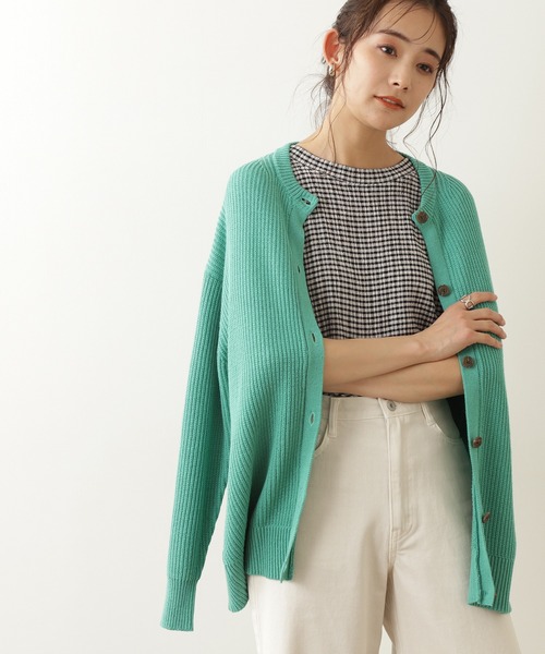 N.（N. Natural Beauty Basic）（エヌエヌナチュラルビューティーベーシック）の「◆畦クルーネックニットカーディガン（カーディガン/ボレロ・レディース・ブルー/ピンク/オフホワイト/ブラック/グリーン・MEDIUM）」の17枚目の写真