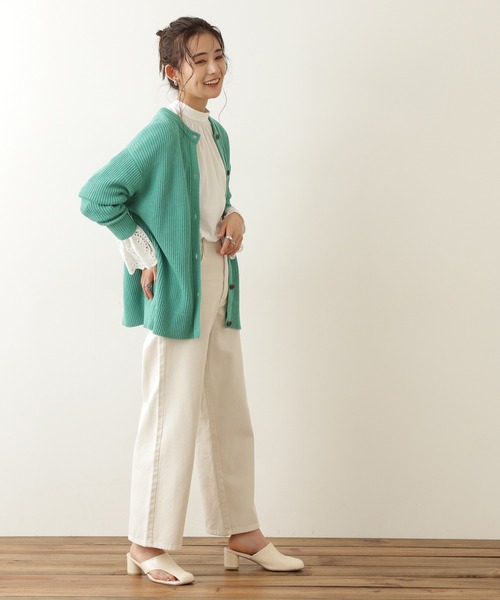 N.（N. Natural Beauty Basic）（エヌエヌナチュラルビューティーベーシック）の「◆畦クルーネックニットカーディガン（カーディガン/ボレロ・レディース・ブルー/ピンク/オフホワイト/ブラック/グリーン・MEDIUM）」の18枚目の写真