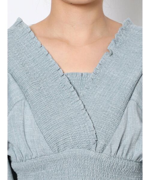 EMODA（エモダ）の「シャーリングミニトップ（シャツ/ブラウス・レディース・ホワイト/ブラック/パープル/ブルー・FREE）」の16枚目の写真