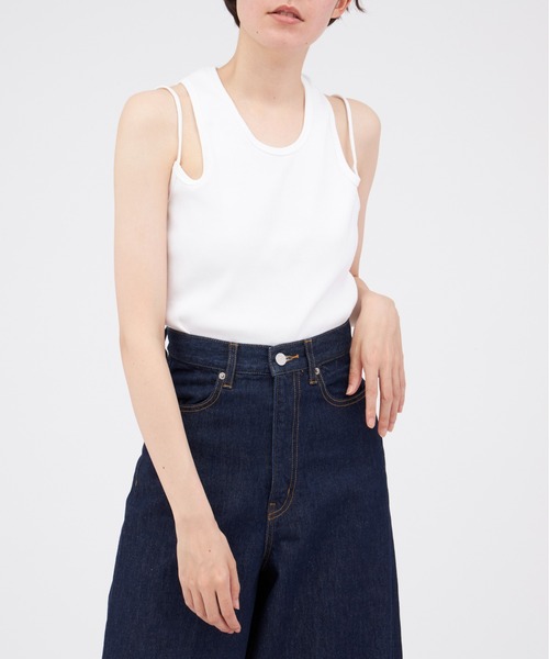 TOGA(トーガ)の「TOGA Rib jersey tank top(タンクトップ・レディース・ホワイト/ブラック・38/36)」の2枚目の写真