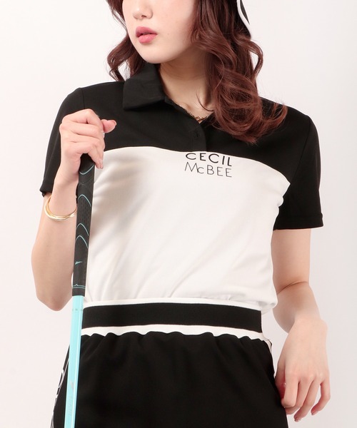 CECIL McBEE（セシルマクビー）の「CECIL McBEE green バイカラーポロシャツSS　GOLF（ポロシャツ・レディース・ホワイト/ブラック・1/2）」の12枚目の写真