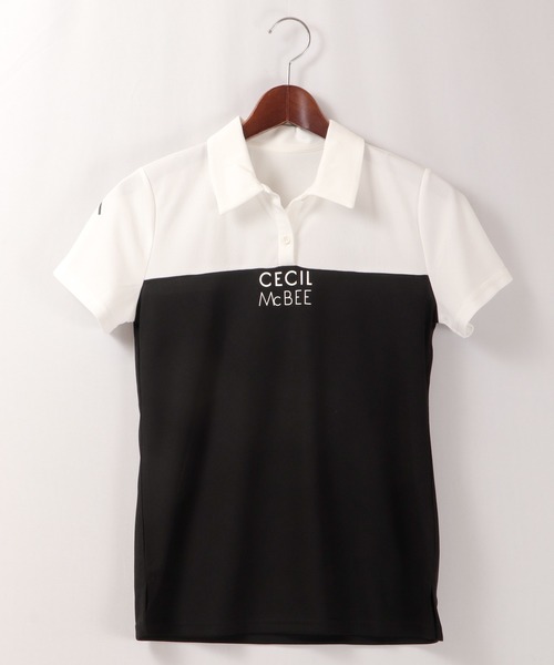 CECIL McBEE（セシルマクビー）の「CECIL McBEE green バイカラーポロシャツSS　GOLF（ポロシャツ・レディース・ホワイト/ブラック・1/2）」の3枚目の写真