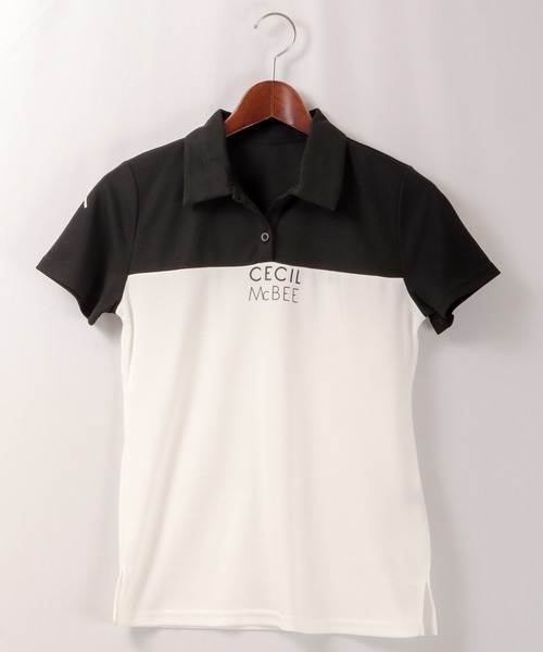 CECIL McBEE（セシルマクビー）の「CECIL McBEE green バイカラーポロシャツSS　GOLF（ポロシャツ・レディース・ホワイト/ブラック・1/2）」の9枚目の写真
