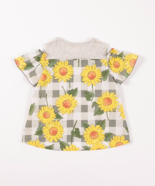 trois lapins kp(トロワラパンケーピー)の「ひまわりプリント肩開き半袖Tシャツ(100-130cm)(Tシャツ/カットソー・キッズ・オートミール・110cm/100cm/120cm/130cm)」の5枚目の写真