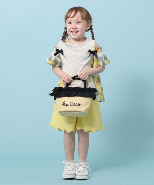 trois lapins kp(トロワラパンケーピー)の「ひまわりプリント肩開き半袖Tシャツ(100-130cm)(Tシャツ/カットソー・キッズ・オートミール・110cm/100cm/120cm/130cm)」の9枚目の写真