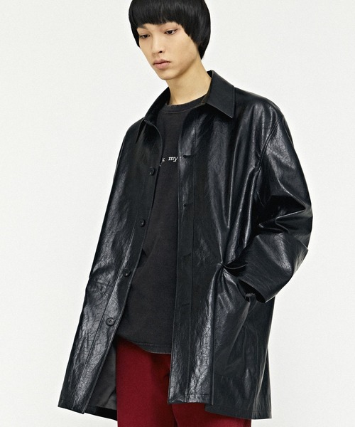 VIVASTUDIO（ビバスタジオ）の「【UNISEX】vivastudio／VEGEN LEATHER コート  2277074（テーラードジャケット・メンズ・イエロー/ブラック・SMALL/MEDIUM）」の4枚目の写真