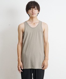 【MinoriTY】タンクトップ セミロング丈 裾フラットタイプ レイヤード Tシャツ重ね着用 ノースリーブ メンズ