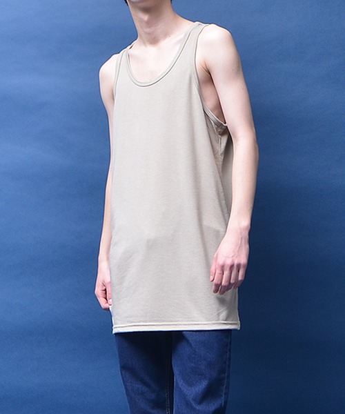 MinoriTY（マイノリティ）の「【MinoriTY】タンクトップ セミロング丈 裾フラットタイプ レイヤード Tシャツ重ね着用 ノースリーブ メンズ（タンクトップ・メンズ・ブラック/ホワイト/グレー/モカ/ピンク/ブラック×ホワイト/ラベンダー・M/L）」の22枚目の写真