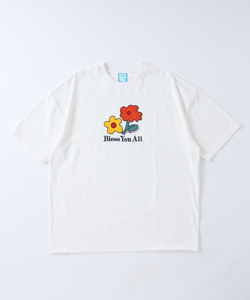 WHO'S WHO gallery（フーズフーギャラリー）の「【BLESS YOU/ブレスユー】フラワーワッペンロゴTEE（Tシャツ/カットソー・メンズ・ブラック/サックスブルー/ホワイト/アッシュグレー/ブラウン・FREE）」の15枚目の写真