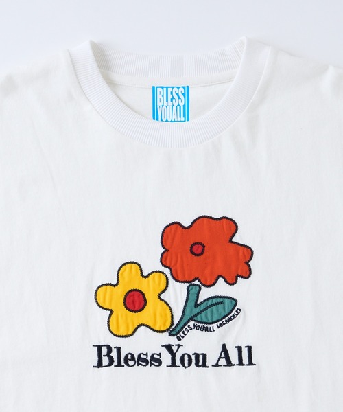 WHO'S WHO gallery（フーズフーギャラリー）の「【BLESS YOU/ブレスユー】フラワーワッペンロゴTEE（Tシャツ/カットソー・メンズ・ブラック/サックスブルー/ホワイト/アッシュグレー/ブラウン・FREE）」の16枚目の写真