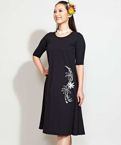 【セール】【Maunaloa】ラメティアレ楽屋着ワンピース5分袖（ワンピース）｜Maunaloa（マウナロア）