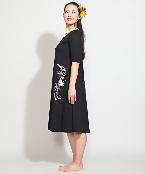 【セール】【Maunaloa】ラメティアレ楽屋着ワンピース5分袖（ワンピース）｜Maunaloa（マウナロア）